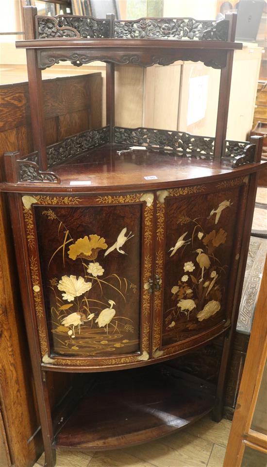 A Japanese shibayama corner cabinet, H.153cm